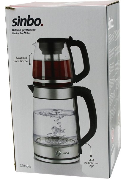 CAM ELEKTRİKLİ ÇAY SETİ ÇAYCI 2LT+1.2LT 1500W MAVİ LEDLİ 360 DERECE ÇELİK SÜZGEÇ KROM KAPLAMA modelleri