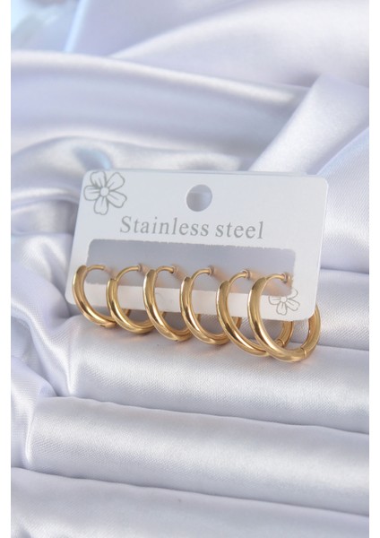 316L Çelik Gold Renk Halka Model Kadın Küpe Seti fiyatları