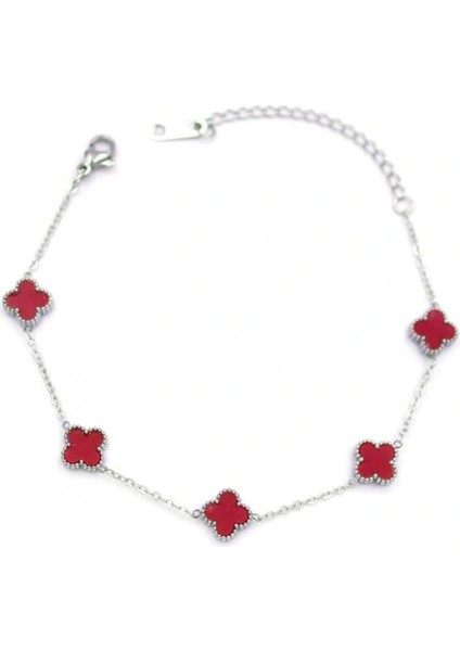 Ieg Gümüş Vc Yonca Bileklik - Bordo