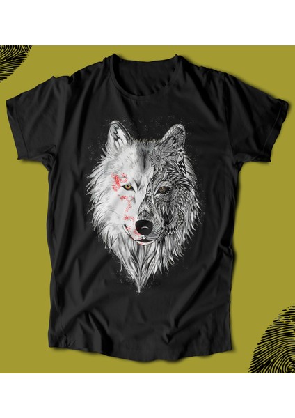 'beyaz Kurt - White Wolf‘ Baskılı 'regular-Fit' Unisex Tişört