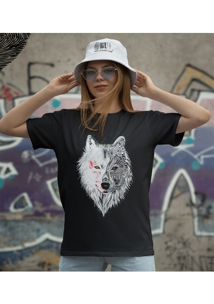 'beyaz Kurt - White Wolf‘ Baskılı 'regular-Fit' Unisex Tişört fiyatları