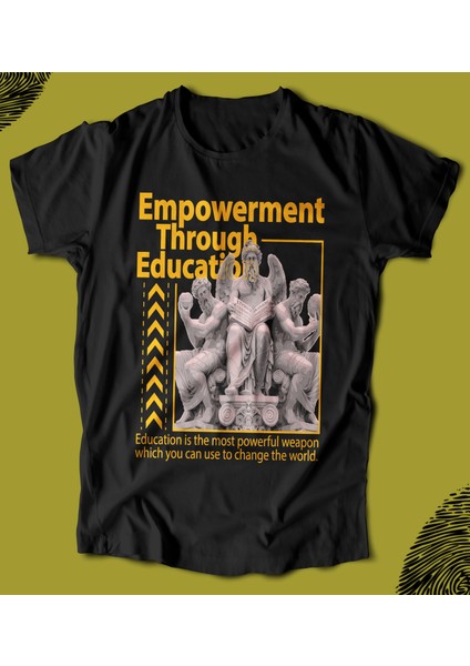 'antik Yunan - Education Is Power‘ Baskılı 'regular-Fit' Unisex Tişört