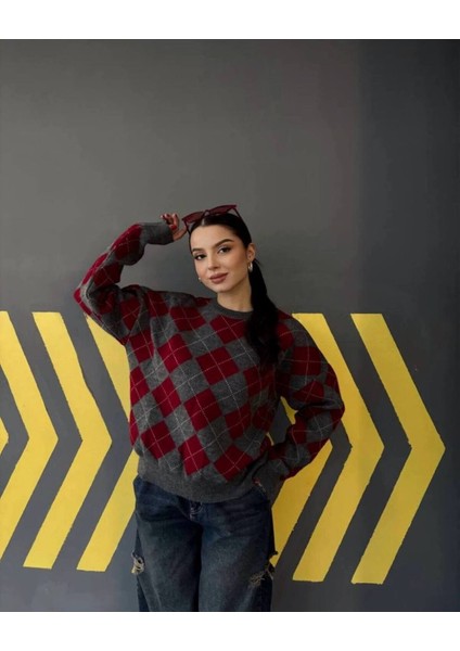 Baklava Desenli Triko Kazak