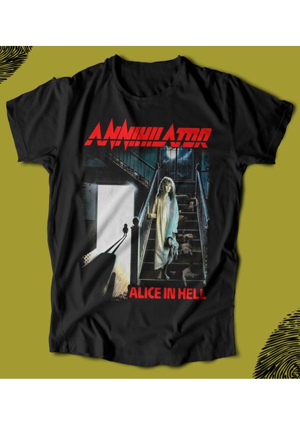 'annihilator - Alice In Hell' Baskılı 'regular-Fit' Unisex Tişört