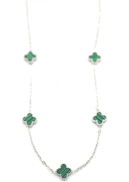 Ieg Vc Yonca Kolye - Gümüş Renk - Yeşil