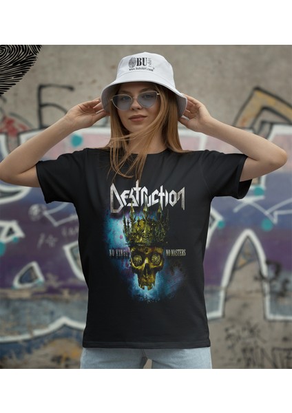'destruction - No Kings No Masters‘ Baskılı 'regular-Fit' Unisex Tişört fiyatları