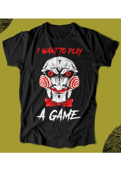 'testere Film - Saw - I Want To Play A Game‘ Baskılı 'regular-Fit' Unisex Tişört