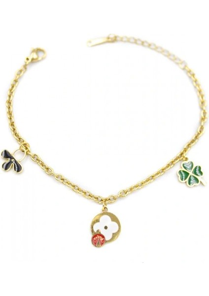 Ieg Zincirli Vc Yonca Bileklik - Altın