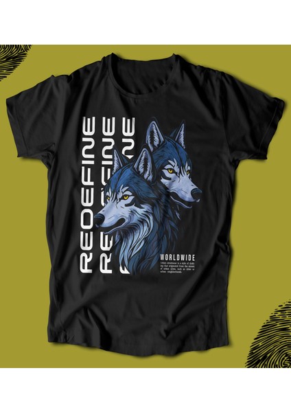 ' Wolf - Redefine - Kurt' Baskılı 'regular-Fit' Unisex Tişört