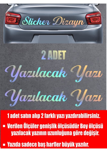 Kişiye Özel Yazı - 2 Adet Isim Soyisim - Araba - Oto - Araç -Motosiklet - Karavan Sticker Etiket 00097