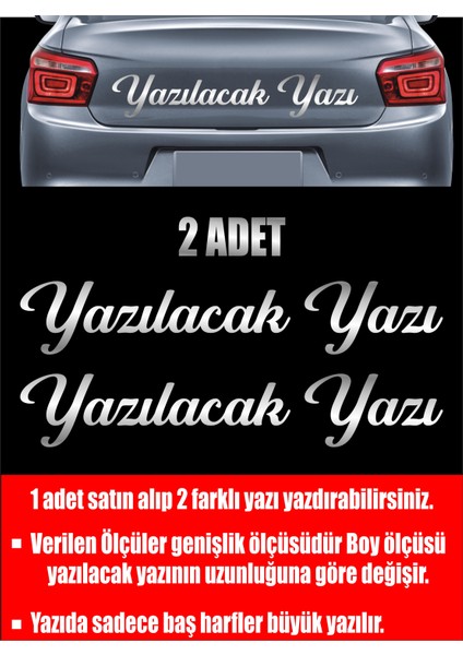 Kişiye Özel Yazı - 2 Adet Isim Soyisim - Araba - Oto - Araç -Motosiklet - Karavan Sticker Etiket 00097
