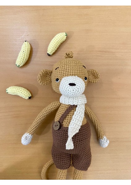 Amigurumi Maymun Sevimli Uyku Arkadaşı ve Oyun Arkadaşı Organik Oyuncak
