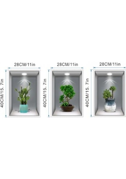 3D Çiçek Vazo Duvar Sticker 3 Lü Set Gri Fon (4887) fiyatları