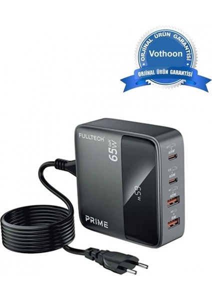 65w Masaüstü 4 Portlu Hızlı Şarj Cihazı İstasyonu 2xusb-a, 2xtype-c Giriş,1,5 Mt. Kablo