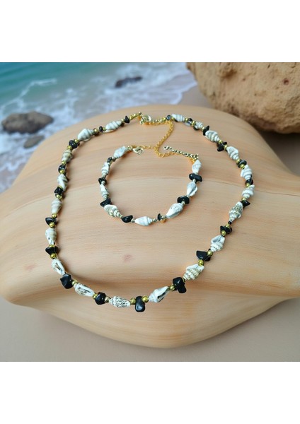 Kırma Taşlı Denizkabuğu Kolye Bileklik