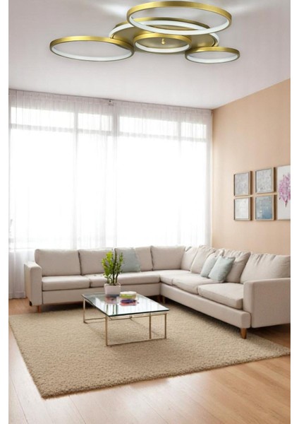 Yaman Modern Tasarım Eskitme Renk Beyaz Ledli Cafe - Mutfak - Salon LED Avize