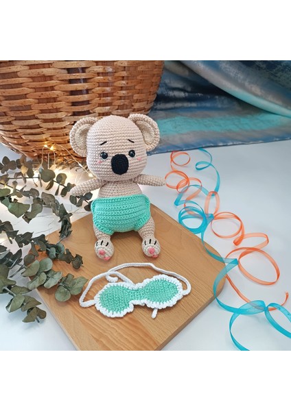 Amigurumi Organik Örgü Oyuncak Koala Uyku Arkadaşı (Kız Çocuk/erkek Çocuk) Mint Yeşili modelleri