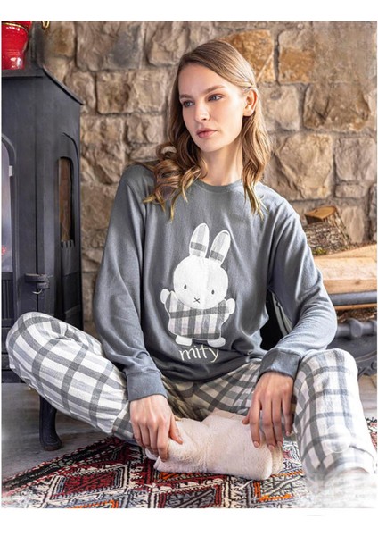 Kadın Bisiklet Yaka Termal Pijama Takımı 30062G- 1 Adet