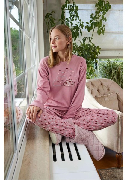 Kadın Bisiklet Yaka Termal Pijama Takımı 30021P- 1 Adet