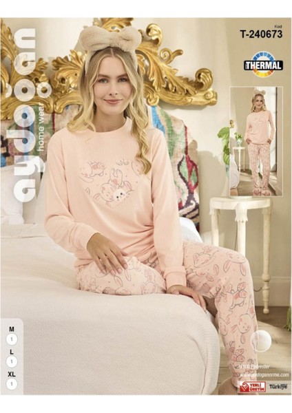 Kadın Bisiklet Yaka Termal Pijama Takımı 240673P- 1 Adet fiyatları