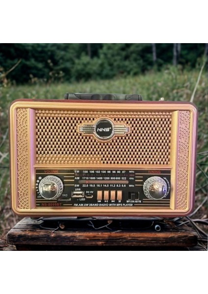 Retro, Nostaljik, Ahşap Tasarım Bluetooth Hoparlörlü, Şarjlı, Taşınabilir Otantik Tasarımlı FM/AM Destekli Radyo NS8098 (4887) fiyatları