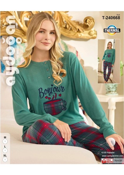 Kadın Düğme Yaka Termal Pijama Takımı 240668Y- 1 Adet modelleri