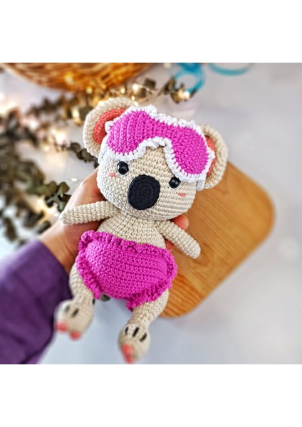 Amigurumi Organik Örgü Oyuncak Koala Uyku Arkadaşı (Kız Çocuk/erkek Çocuk)