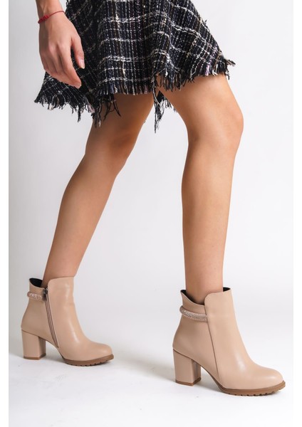 Lıa Fermuarlı Ortopedik Taban Taşlı Topuklu Kadın Bot Cst - Siyah indirimleri