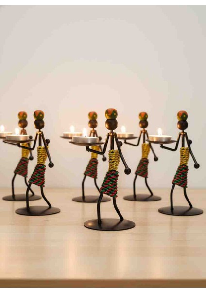 Afrika Temalı Etnik Figürlü Demir Mumluk / Şamdan Tutucu – Retro Masaüstü Dekoratif Aksesuar 1 Adet Özel Seri Hediyelik Ev Oda Salon Dekor Şamdan Mumluk fırsatları