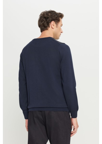 Pamuklu Standart Fit Normal Kesim Bisiklet Yaka Desenli Triko Kazak indirimleri