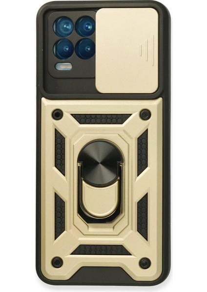 OMR02 Realme 8 Kılıf Pars Lens Yüzüklü Silikon - Gold