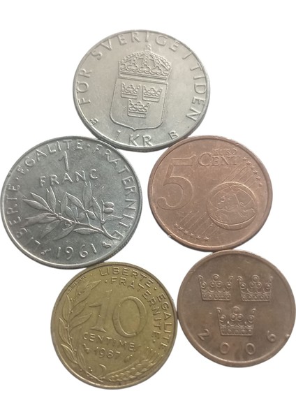 5 Adet Yabancı Koleksiyon Madeni Para.koleksiyon Antika Para.