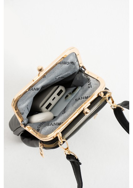 Sn 1433 Burslu Kadın Omuz Çantası Klipsli El Çantası Çapraz Çanta