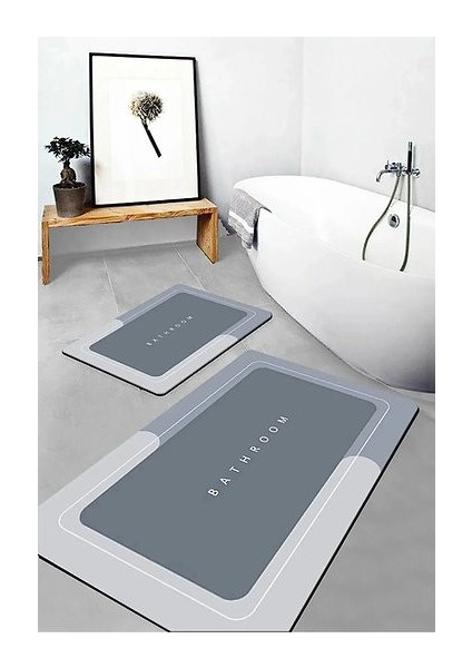 Sihirli Su Emici Banyo Paspası Kaymaz Tabanlı Kare 3,5 mm 40X60