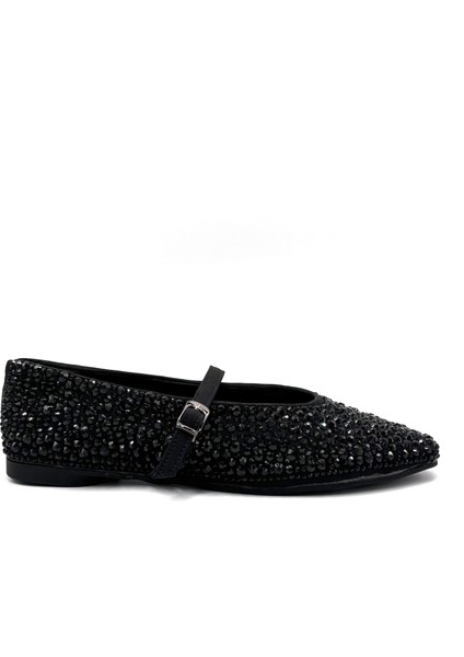 Nani (Park Moda) Taşlı Kadın Babet Siyah Taşlı modelleri