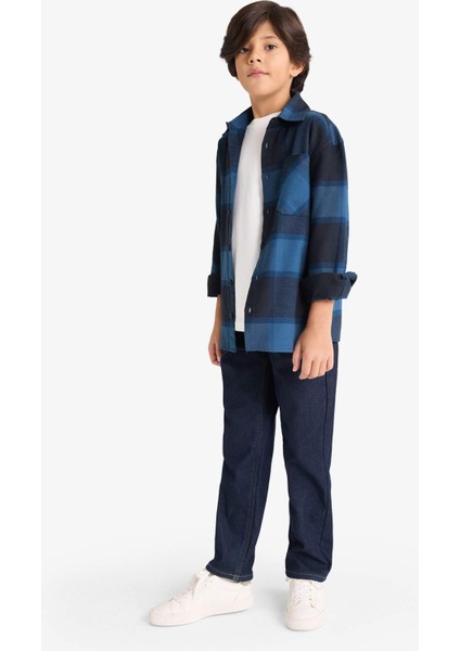 Erkek Çocuk Oversize Geniş Kalıp Polo Yaka Kareli Flanel Uzun Kollu Gömlek G3461A825WN fiyatları