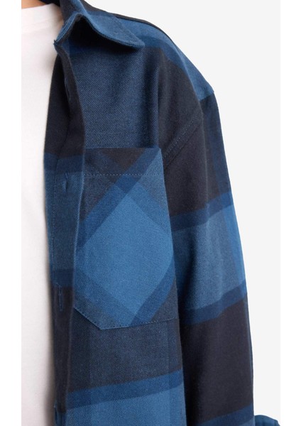 Erkek Çocuk Oversize Geniş Kalıp Polo Yaka Kareli Flanel Uzun Kollu Gömlek G3461A825WN fırsatları