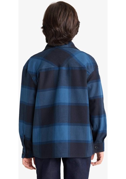 Erkek Çocuk Oversize Geniş Kalıp Polo Yaka Kareli Flanel Uzun Kollu Gömlek G3461A825WN indirimleri