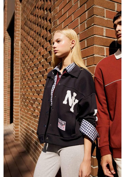 Coool Polo Yaka Baskılı Çıtçıtlı Bomber Ceket F9241AX25WN