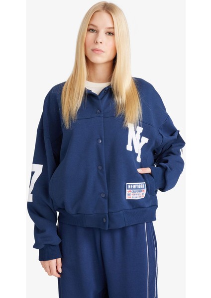 Coool Polo Yaka Baskılı Çıtçıtlı Bomber Ceket F9241AX25WN