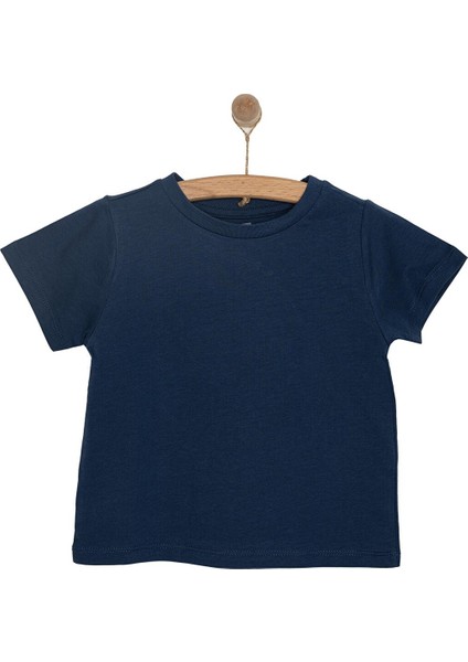 Erkek Bebek Basic Tişört Bisiklet Yaka Kısa Kol Lacivert