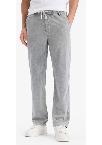 Yazlık Wide Leg Geniş Kalıp Beli Lastikli Geniş Paça Jean Kar Yıkamalı Pantolon F3905AX25SM