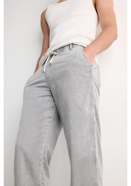 Yazlık Wide Leg Geniş Kalıp Beli Lastikli Geniş Paça Jean Kar Yıkamalı Pantolon F3905AX25SM modelleri