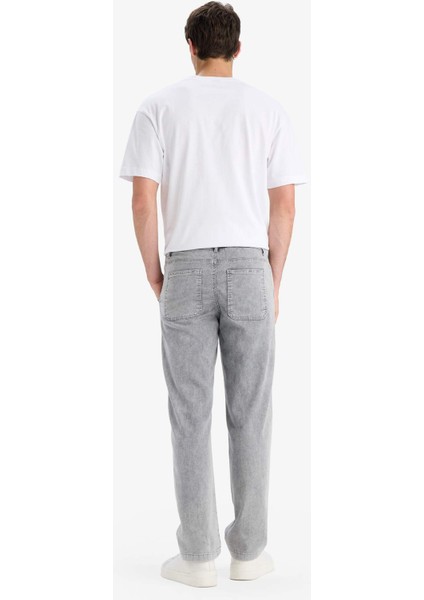 Yazlık Wide Leg Geniş Kalıp Beli Lastikli Geniş Paça Jean Kar Yıkamalı Pantolon F3905AX25SM