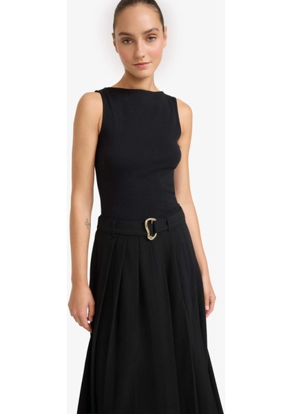 Slim Fit Dar Kesim Kayık Yaka Ribana ATLET F9572AX25AU