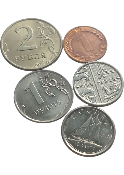 5 Adet Yabancı Koleksiyon Madeni Para.koleksiyon Antika Para.