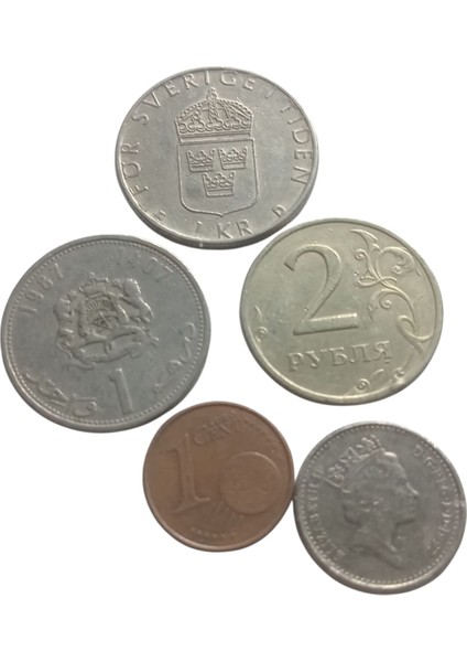 5 Adet Yabancı Koleksiyon Madeni Para.koleksiyon Antika Para.
