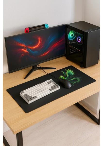 Sonictouch Ultragrand Siyah Neon Yeşili Anka Kuşu Dikişsiz Xxl Gaming Oyuncu Masaüstü Klavye Mouse Pad 40X90CM fiyatları