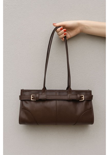 Enner Vintage Baget Çanta Acı Kahve