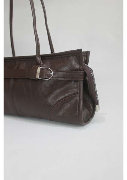 Enner Vintage Baget Çanta Acı Kahve